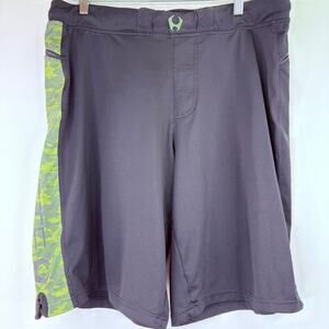 Hylete Men's Drawstring Stretch Green Camo Athletic Shorts Size XXL